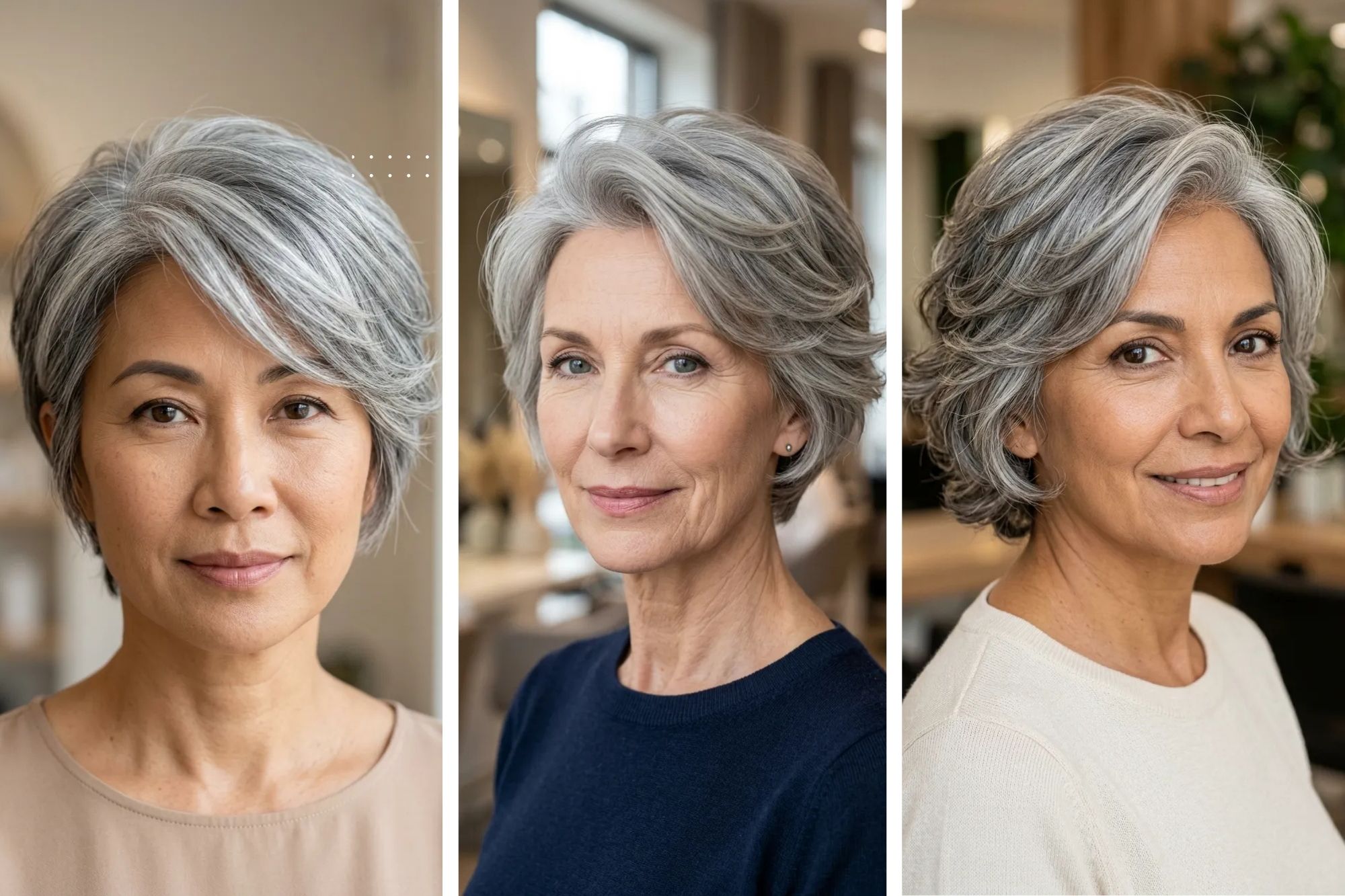 14 Short Gray Hair with Lowlights Over 50 Women for Simple Elegance